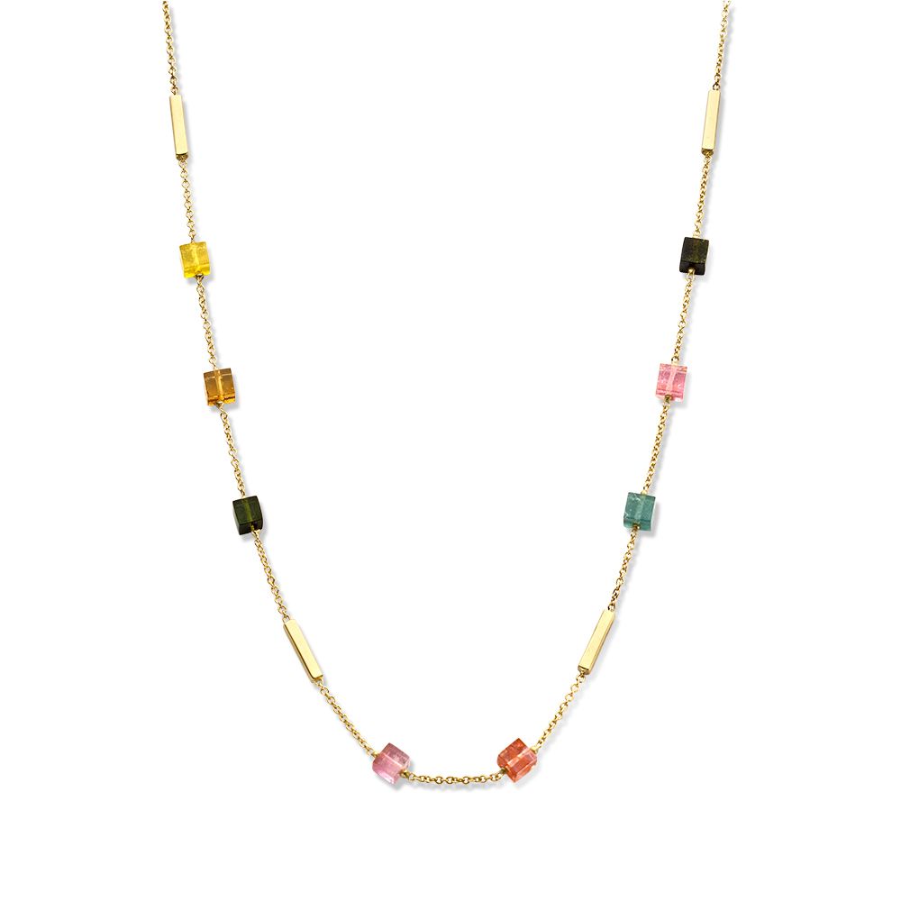 Geelgouden collier met kleine edelstenen