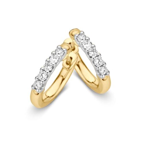 14 karaat geelgouden creolen met 0.20ct diamant
