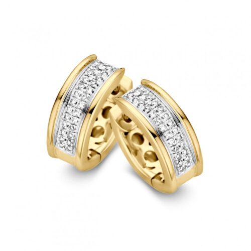 14 karaat geelgouden creolen met 0.20ct diamant SI