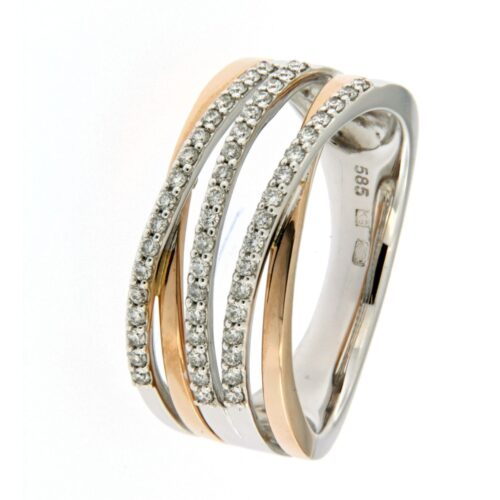 14 karaat rosegouden ring met diamant