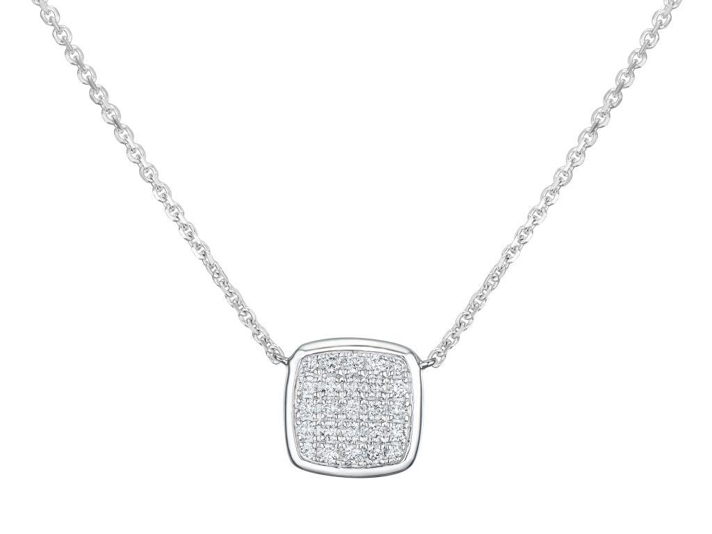 14 karaat witgouden collier met 0.21ct diamant