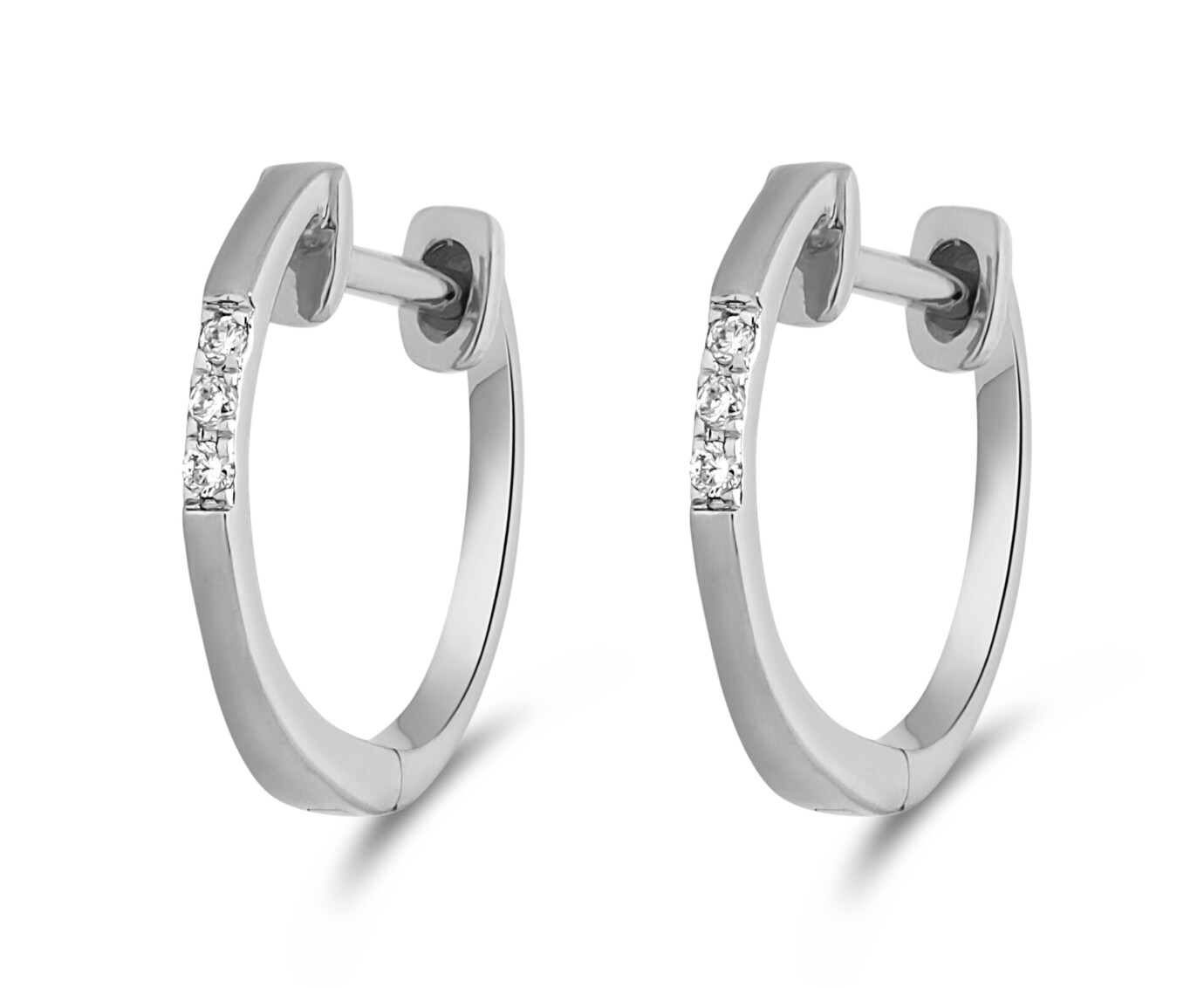 14 karaat witgouden creolen met diamantjes