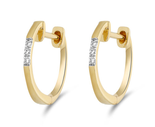 14 karaat geelgouden creolen met diamantjes