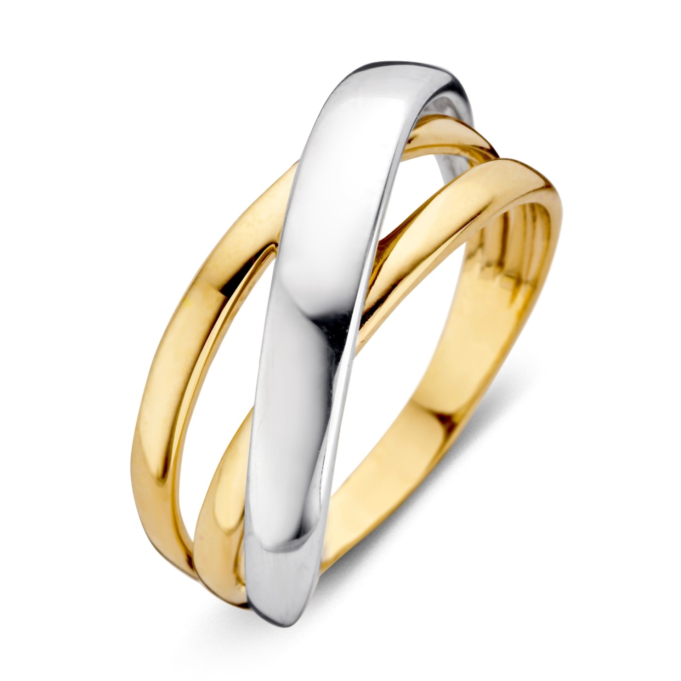 14 karaat geel en witgouden ring zonder steen