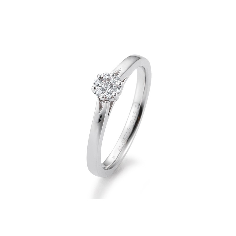 14 karaat witgouden fleuri ring met diamant