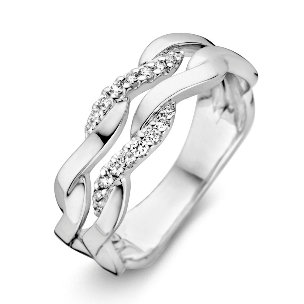 14 karaat witgouden ring met diamant slag